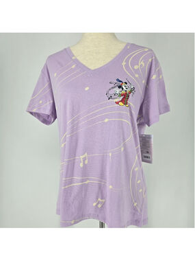 Disney100 Mickey Mouse V Neck T Shirt Medium Purple Disney NWT